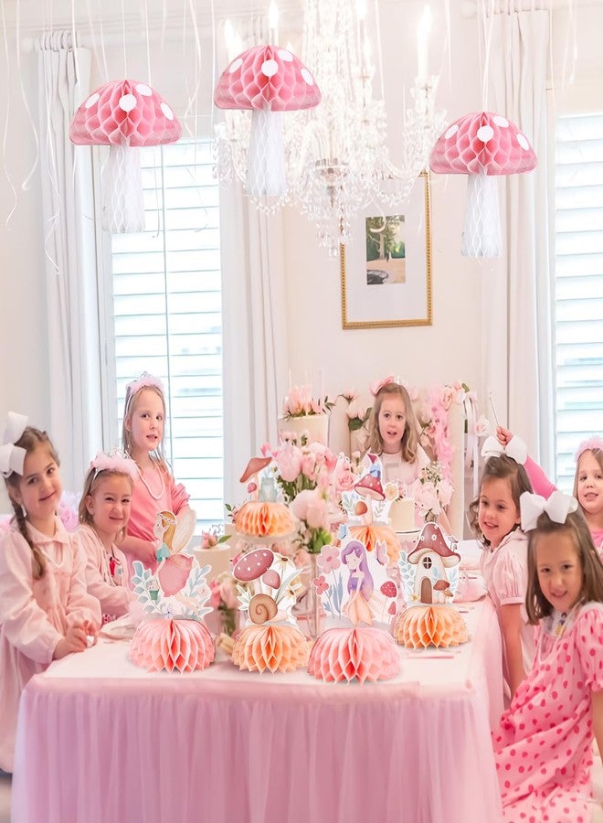 SUNBEAUTY 12 PCS Fairy First BirthdayHoneycomb Centerpieces for Tables Mushroom Honeycomb Centerpieces Birthday Party Decorations Fairy Party Decor Mushroom Party Dcorations - Image 5